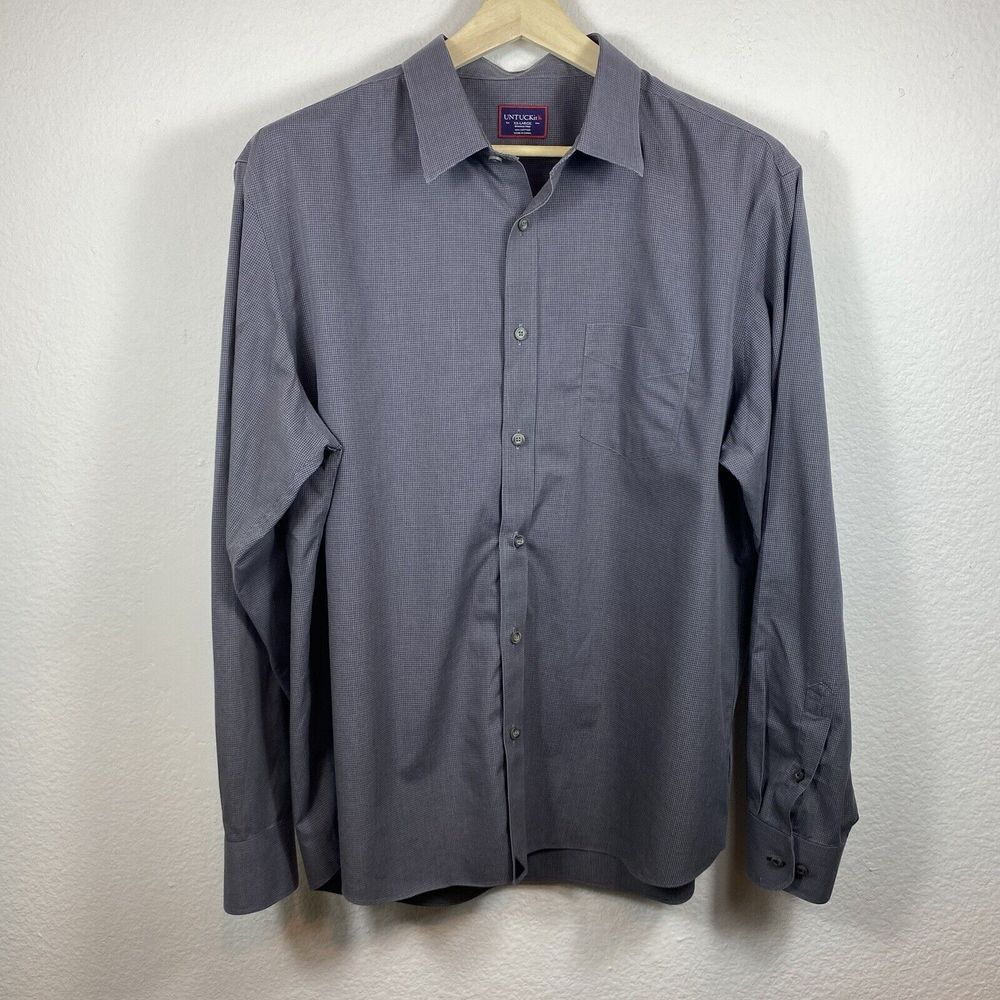 Untuckit Shirt Mens 2XL Gray Sangiovese WF Button Front Regular Fit Career Work